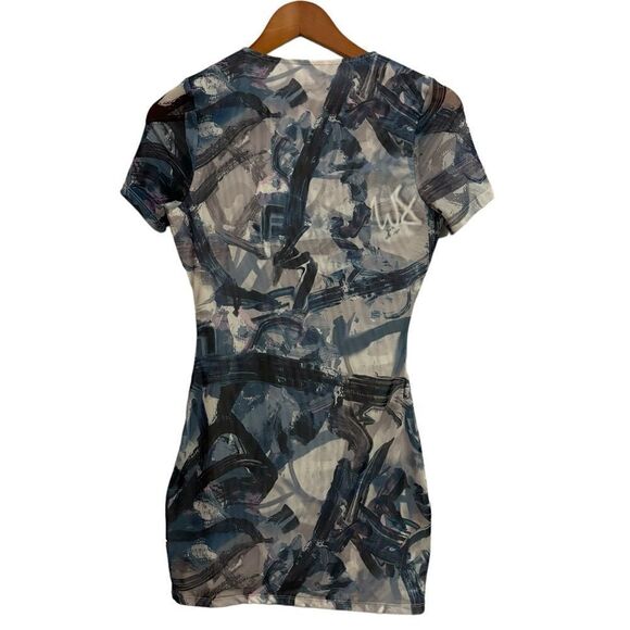 Whitefox Women’s Bachelorette Abstract Mesh Overlay Artsy Paint Mini Dress Small - Picture 2 of 5